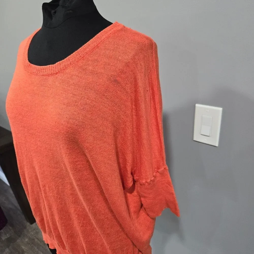 🐢 J.CREW Orange Linen Drop Shoulder Swing Sweater Sz Small